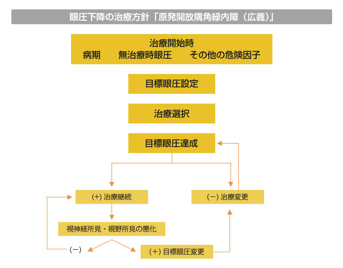 眼圧下降の治療方針「原発開放隅角緑内障（広義）」