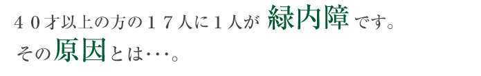 ４０才以上の方の１７人に１人が緑内障です。その原因とは…。